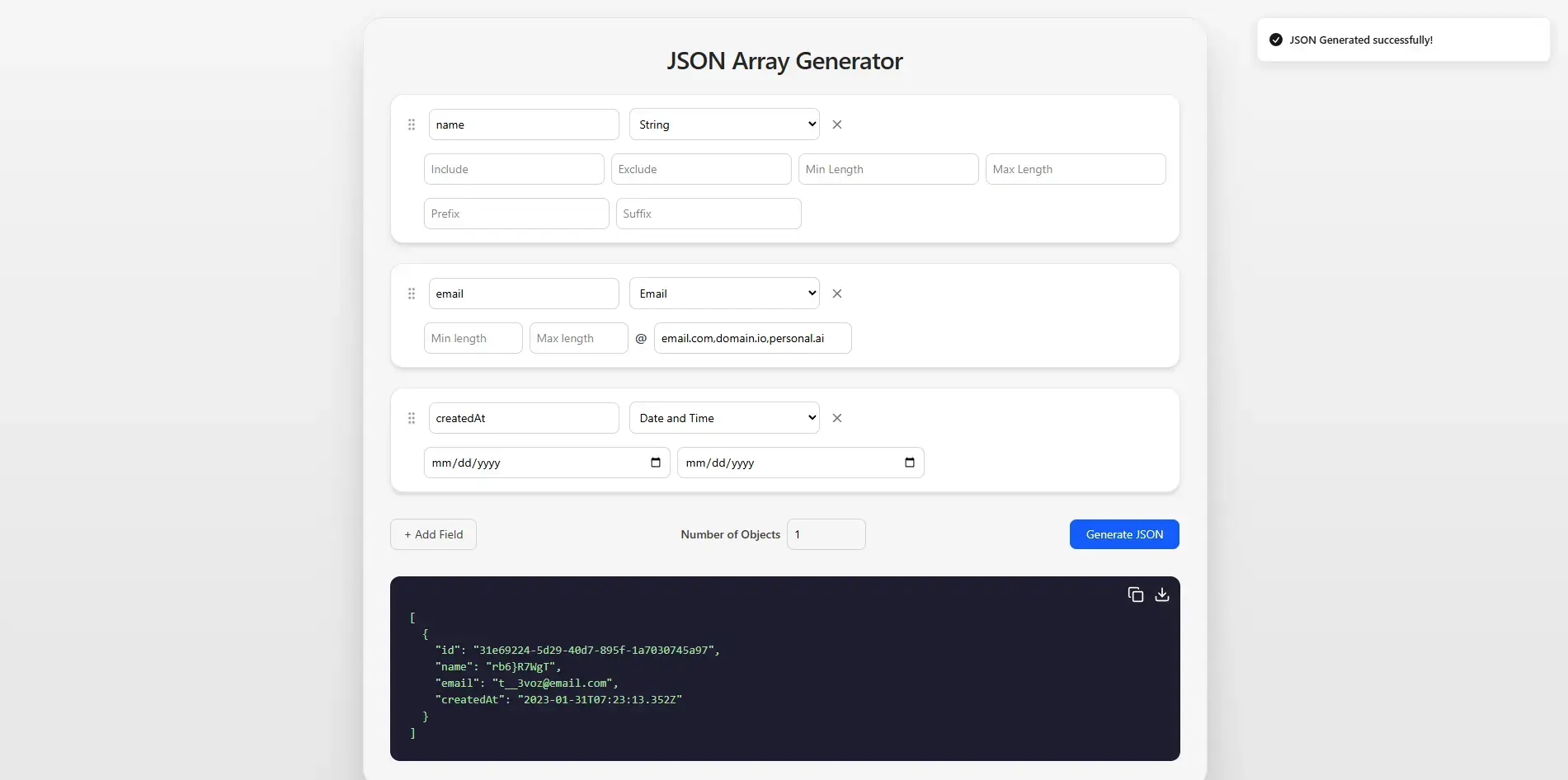 JSON Array Generator